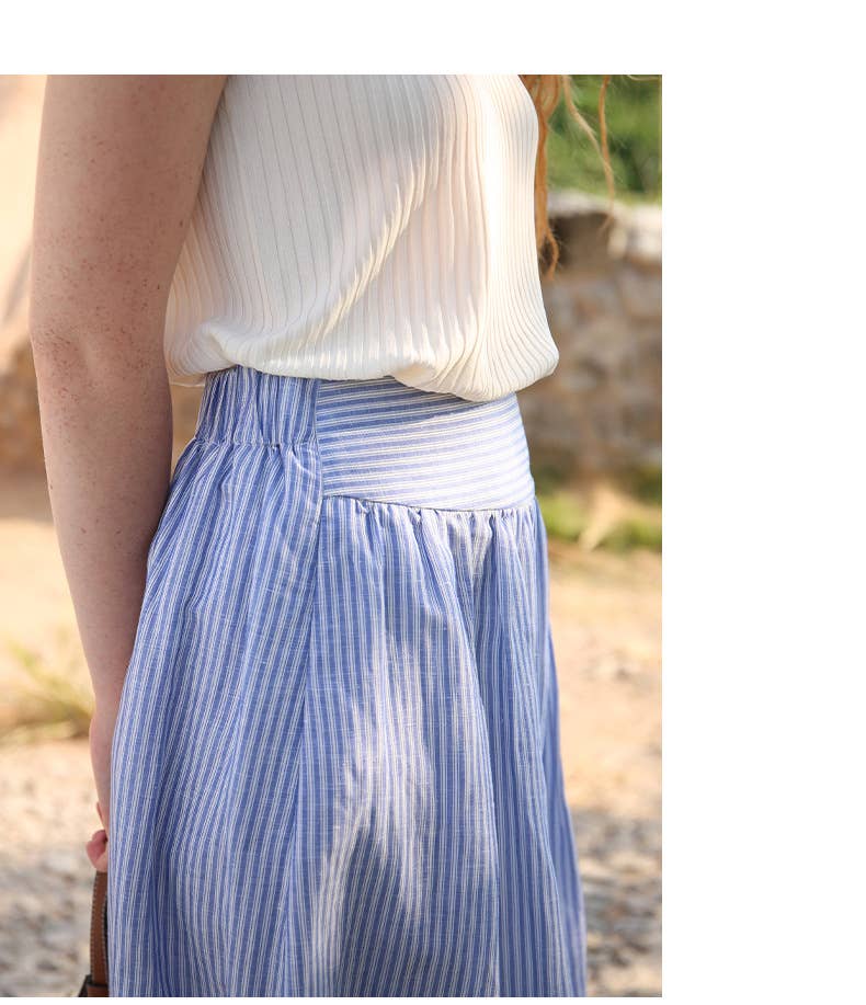 Striped tencel linen skirt