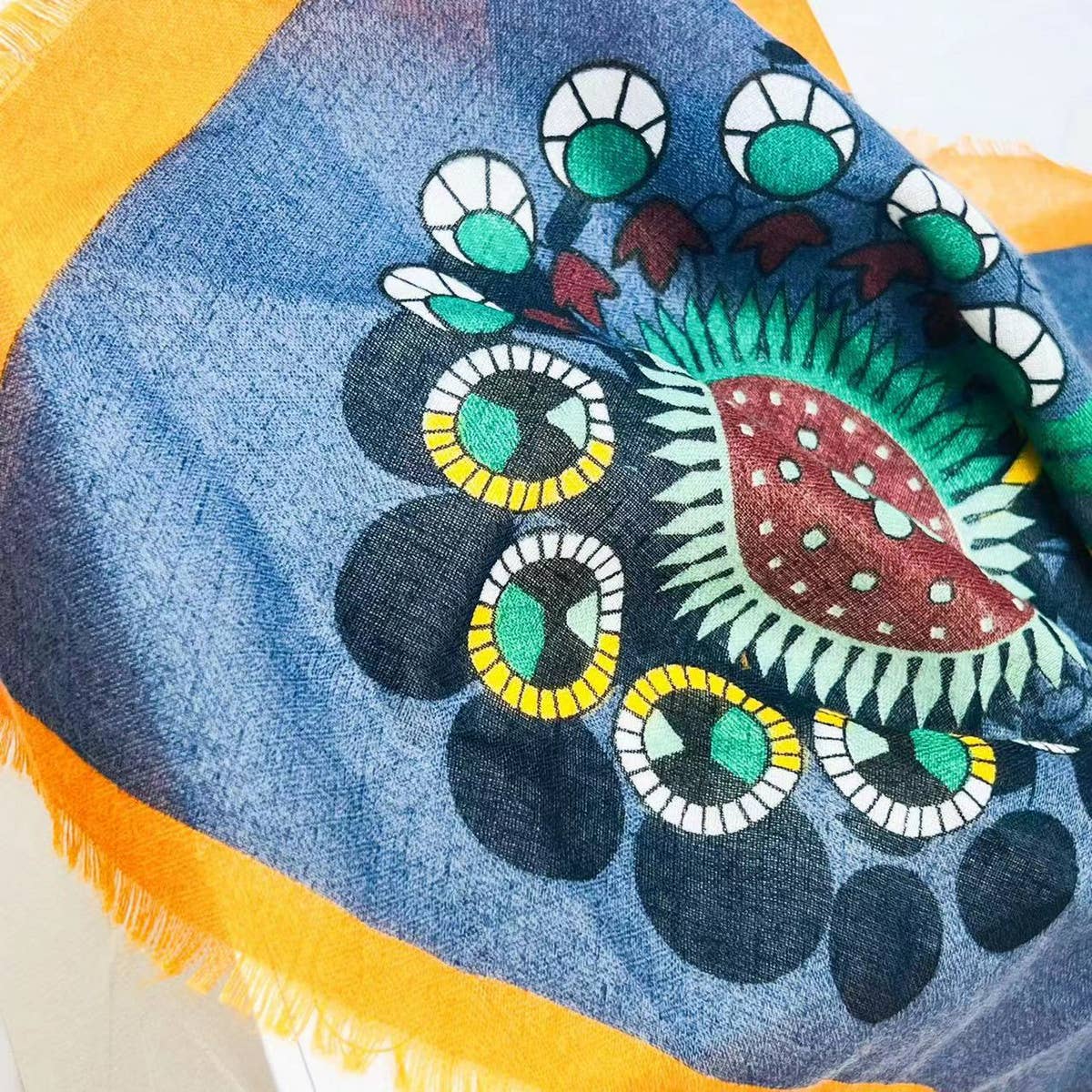 Chain Print Silk Wool Scarf ??Luxury Travel Shawl_CWASC0895