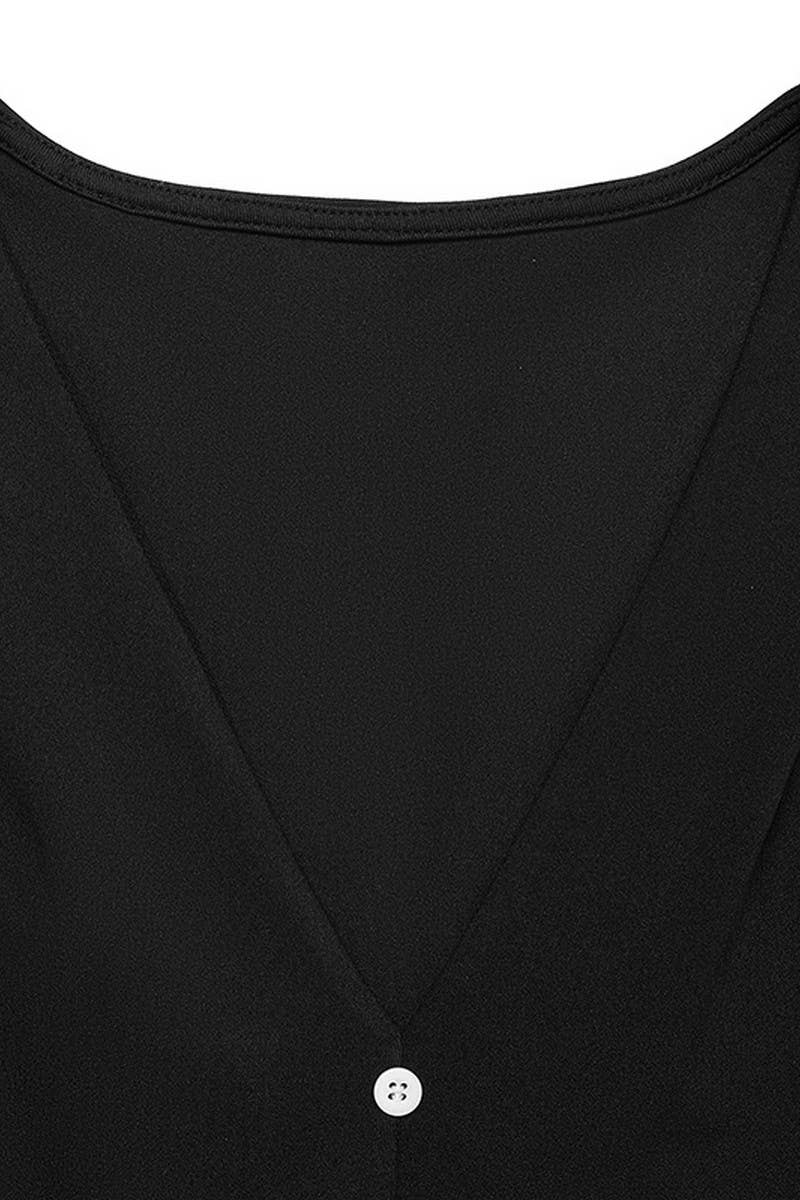 CWDSD8744_COLORBLOCK RUFFLE TRIM LONG SLEEVE DRESS