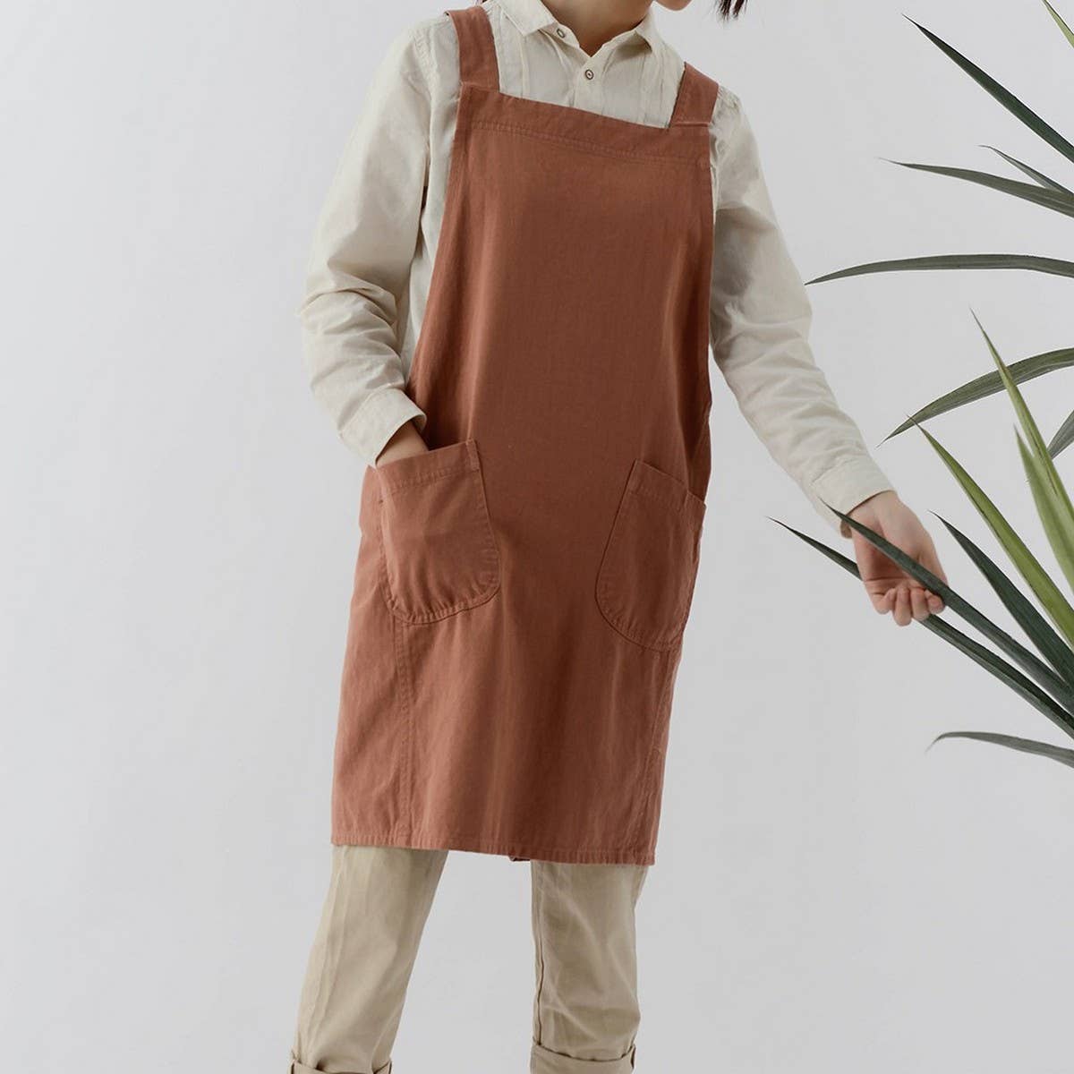 Waterproof Solid Color Linen Aprons with pockets