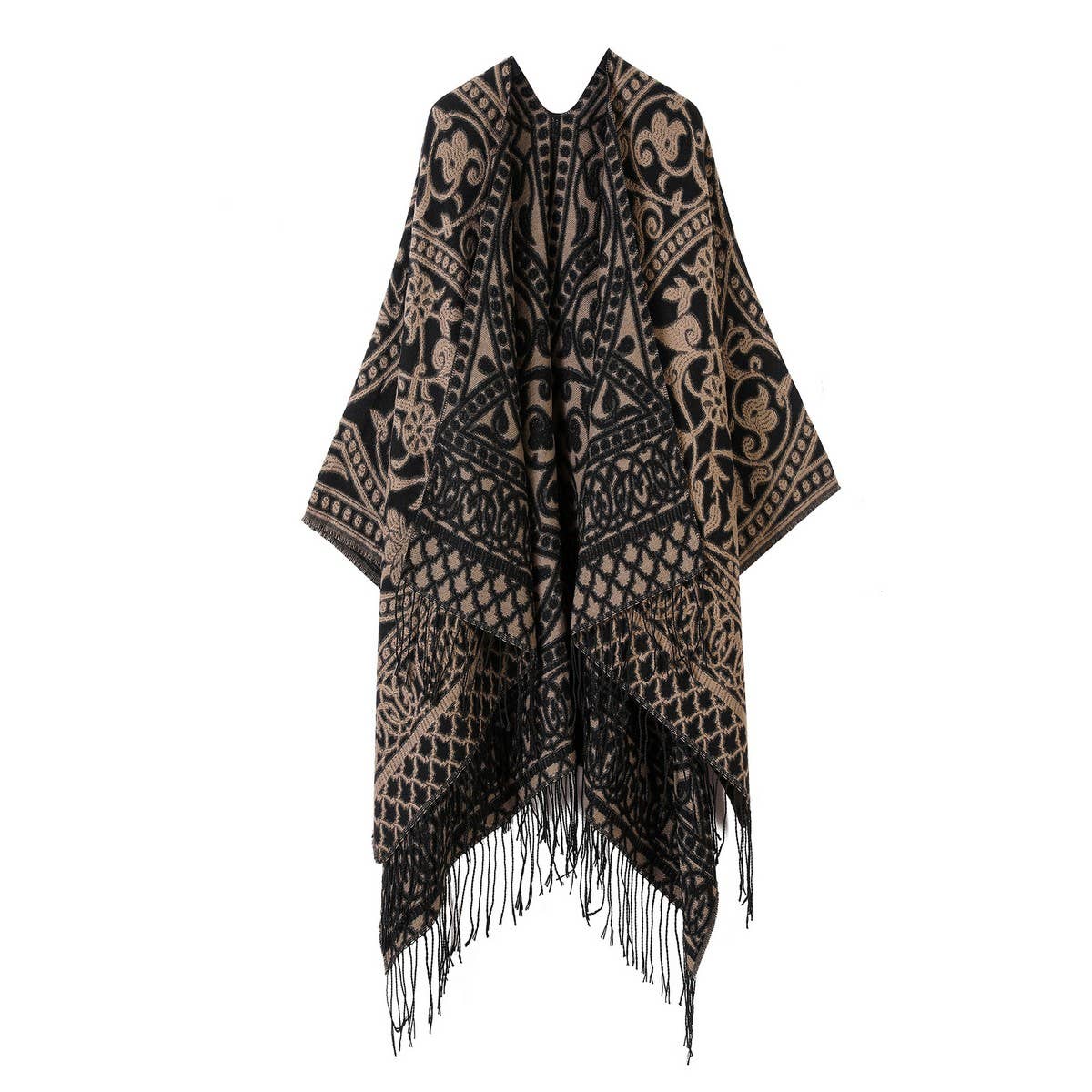 WARM FAUX CASHMERE TASSEL SCARF CAPE SHAWL