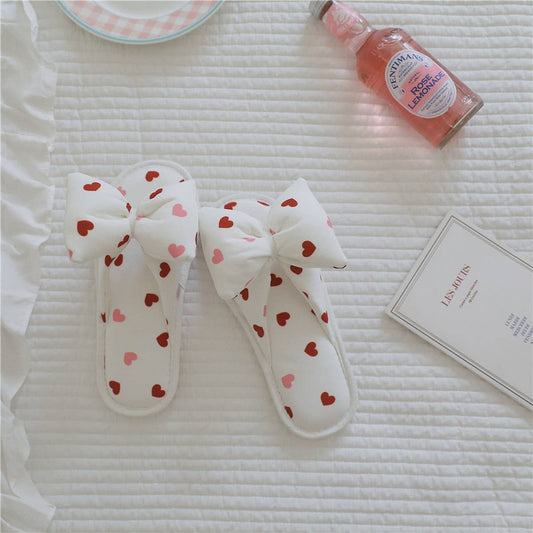 LOVE BOWKNOT INDOOR NON-SLIP SOFT-SOLED SLIPPERS