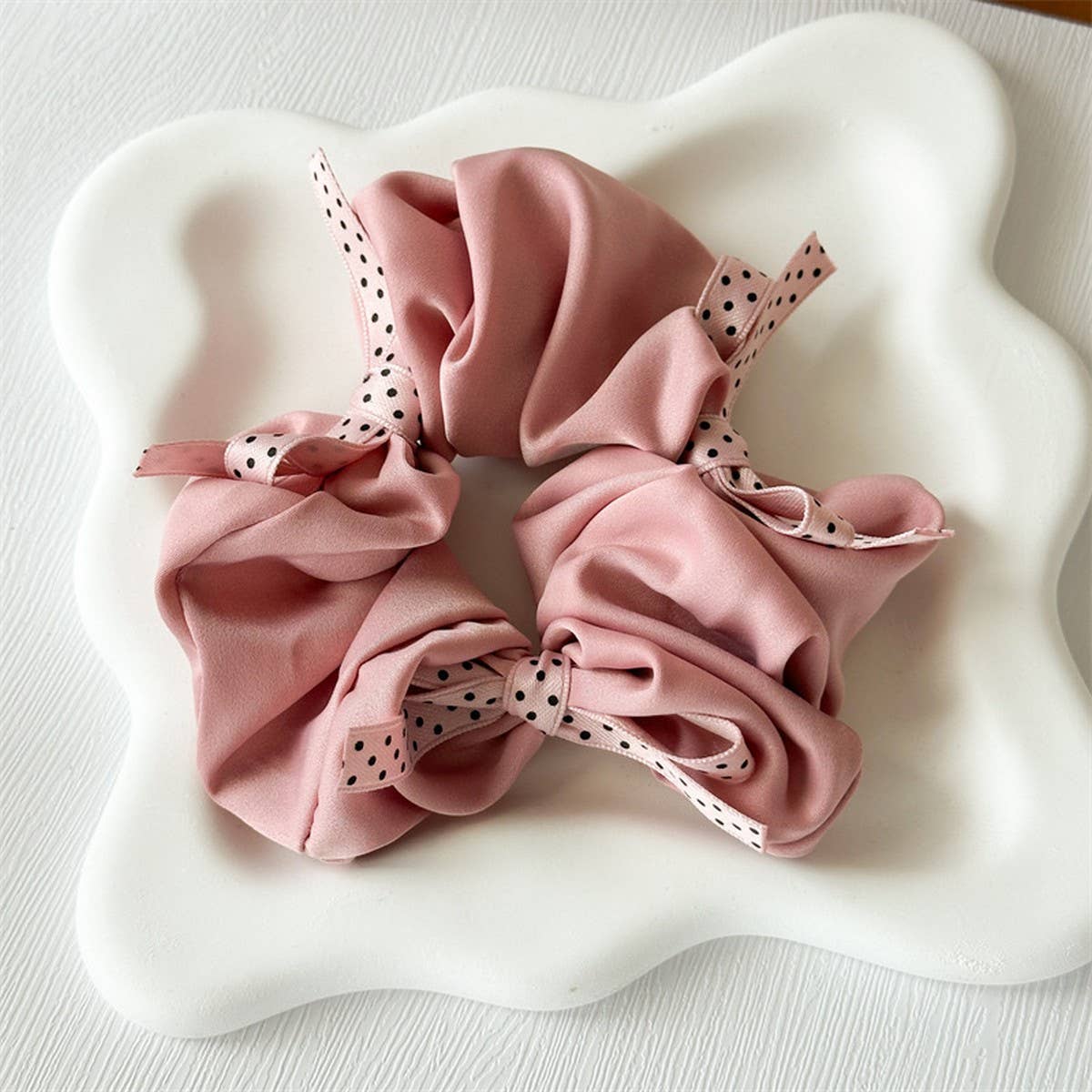 POLKA DOT FRENCH BOW HAIR TIE_CWAHA2428