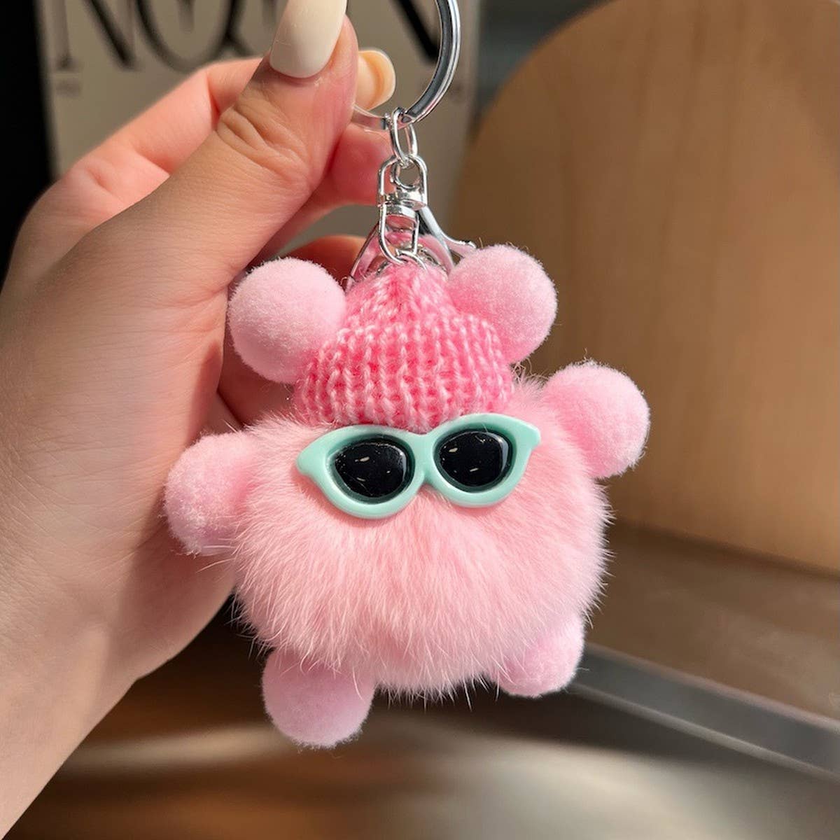CUTE RABBIT FUR BRIQUETTES CAR KEYCHAIN PENDANT