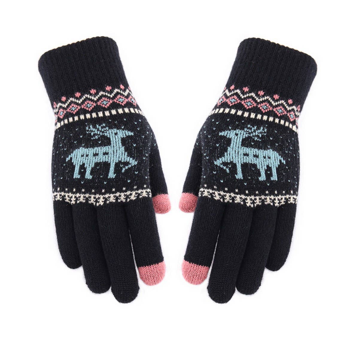 NEW JACQUARD DOUBLE-LAYER DEER TOUCH SCREEN GLOVES_CWAG0239