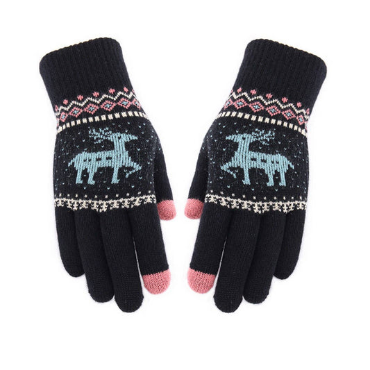 NEW JACQUARD DOUBLE-LAYER DEER TOUCH SCREEN GLOVES_CWAG0239