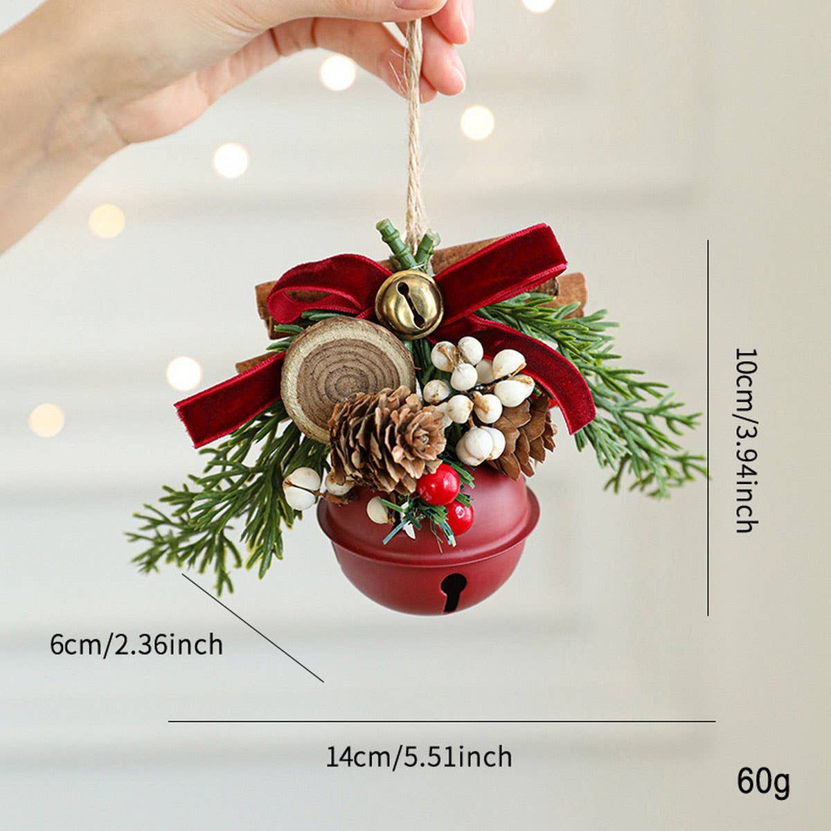 CWMM10364_CHRISTMAS BELL ANTLER BOW PINECONE TREE ORNAMENTS