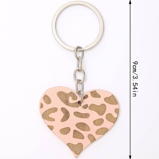 HEART SHAPED WOODEN KEYCHAIN PENDANT