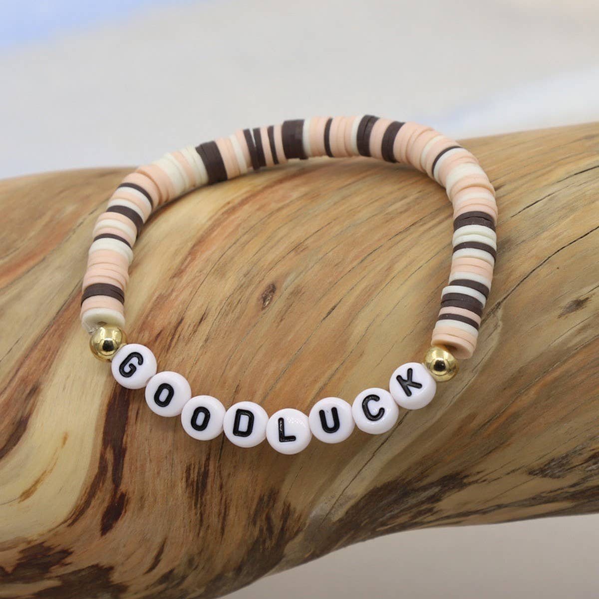 COLORFUL POLYMER CLAY LETTER BEADED BRACELET