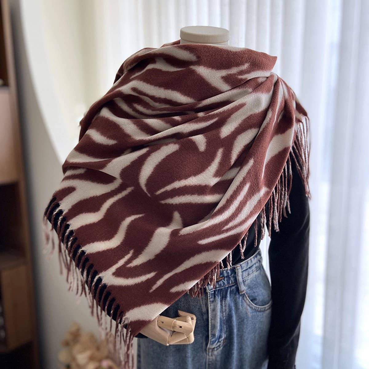 Striped Print Faux Cashmere Scarf for Winter_CWASC1472