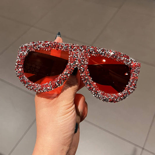T-FRAME DIAMOND-STUDDED SUNGLASSES