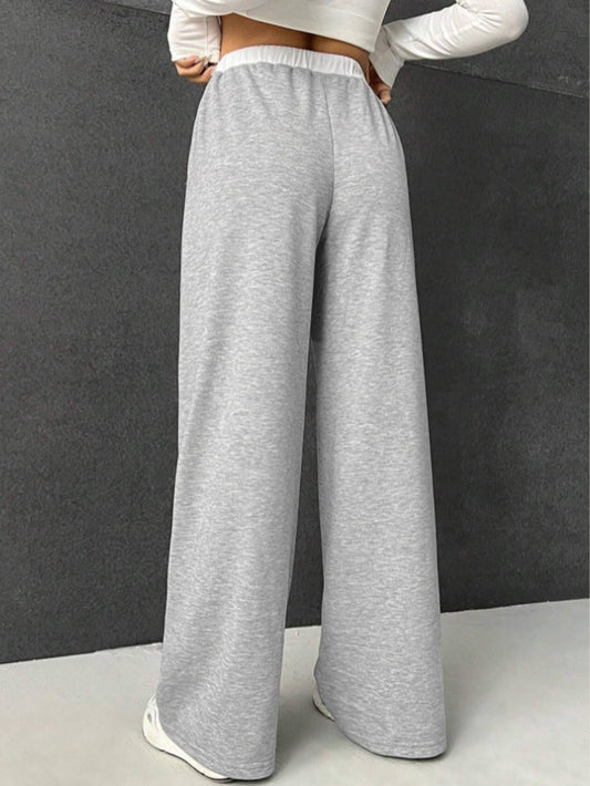 STRAIGHT DRUM DRAW ROPE COLOR CONTRAST SLACKS