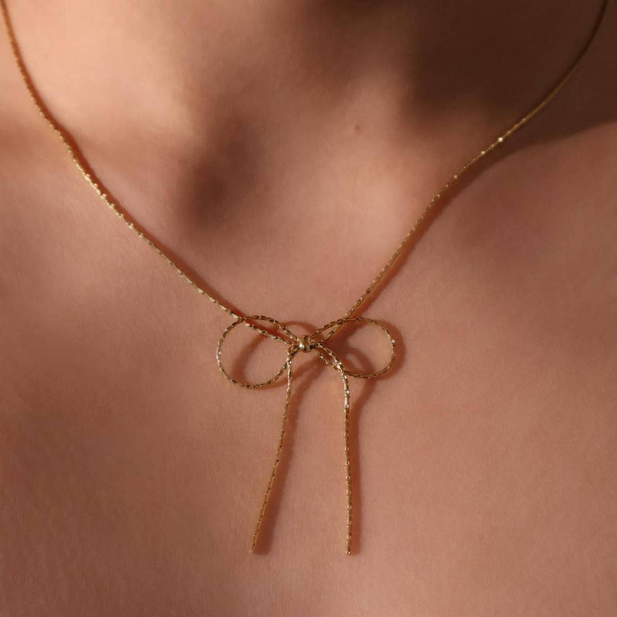 Vintage Titanium Steel Bow Necklace