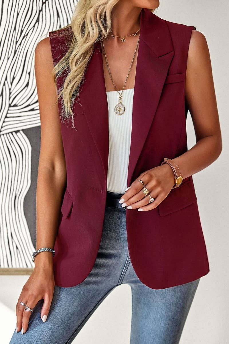 CWOCASL0041_LOOSE AND ELEGANT COMMUTING SLEEVELESS SUIT VEST