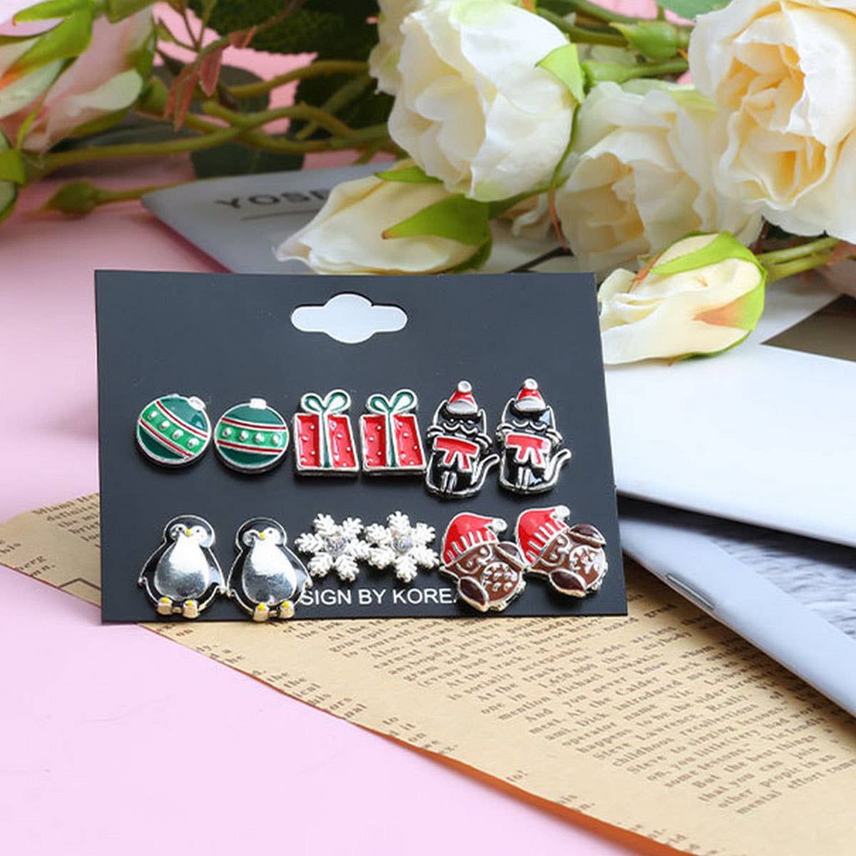 CUTE AND SIMPLE CHRISTMAS ALLOY EARRINGS GIFT SET