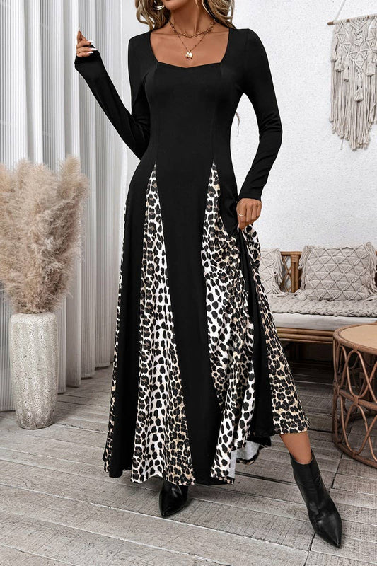 CWDMD3915_LEOPARD PRINT HIGH WAIST WIDE LEG A-LINE DRESS