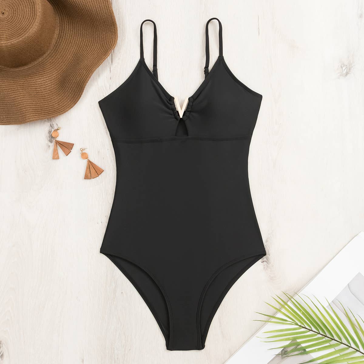 SOLID COLOR HOLLOW ONE-PIECE SWIMSUIT_CWMW0283