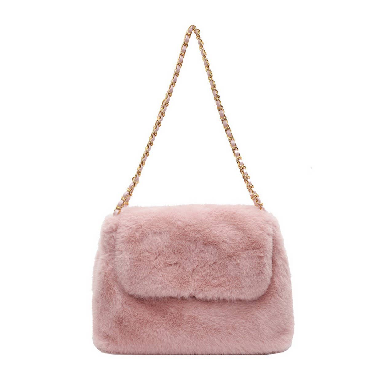 WINTER CHAIN LARGE CAPACITY SHOULDER PLUSH BAG_CWAB3938