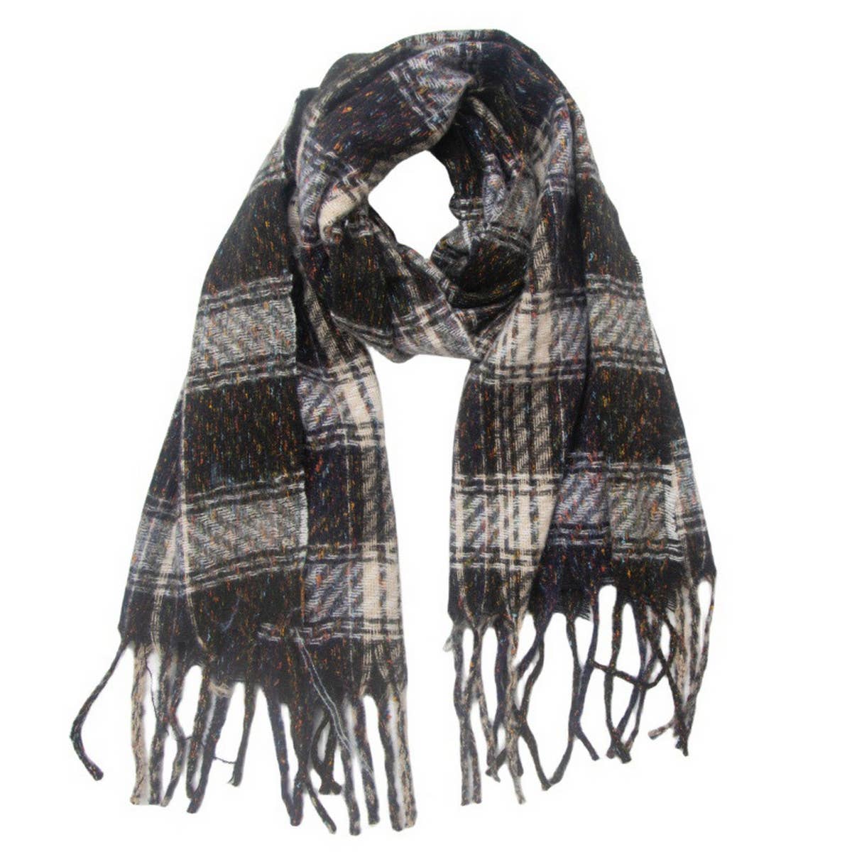 Mixed Plaid Fringe Scarf ? Unisex Winter Shawl