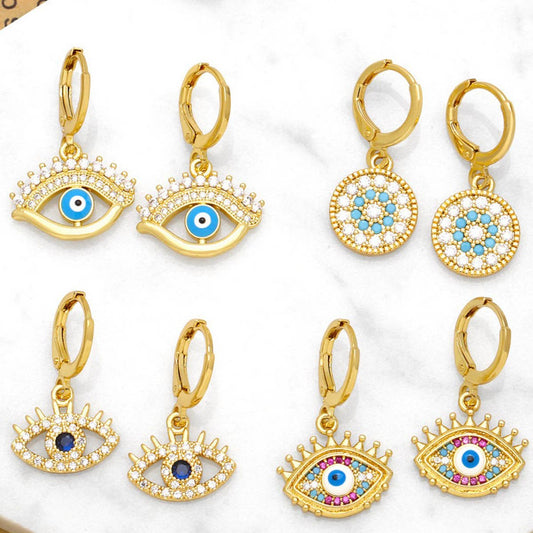 BEADED PEARL EYE DANGLE EARRINGS HYPOALLERGENIC_CWAJE0980