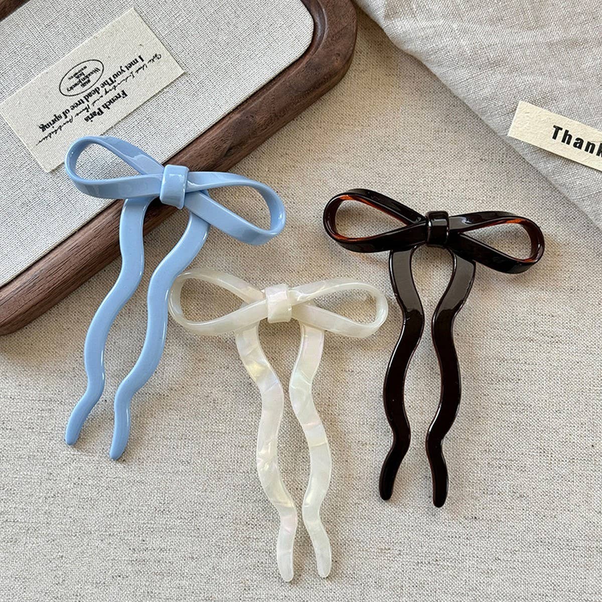Elegant Bow U-Shaped Hair Stick - Sweet Bun Pin