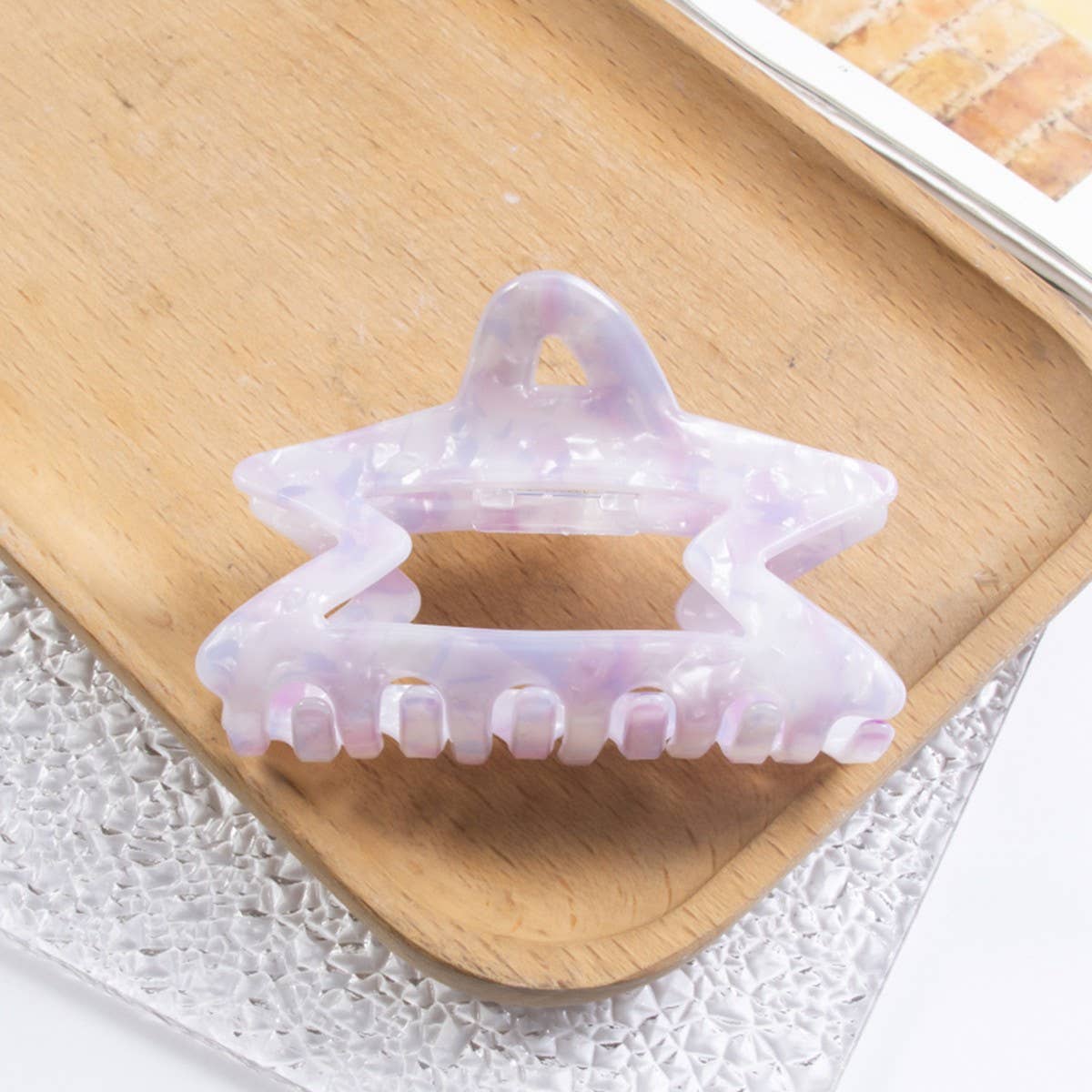 CWAHA1435_GLAMOUR TRANSPARENT STAR HAIR CLAW CLIP