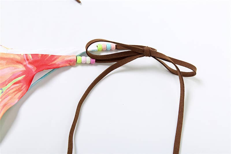 Printed Tie-Up Push-Up Bikini Set