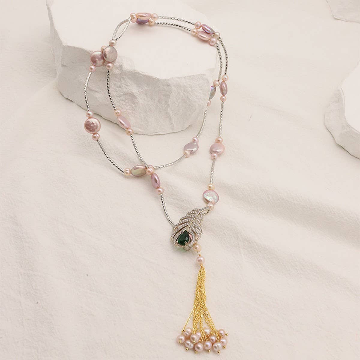 NICHE HIGH-END TASSEL PEARL SWEATER NECKLACE_CWAJE3898