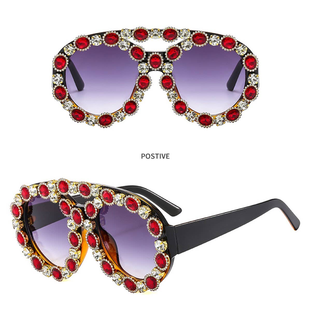 LARGE CONTRAST OVAL LUXURY EMERALD SUNGLASSES