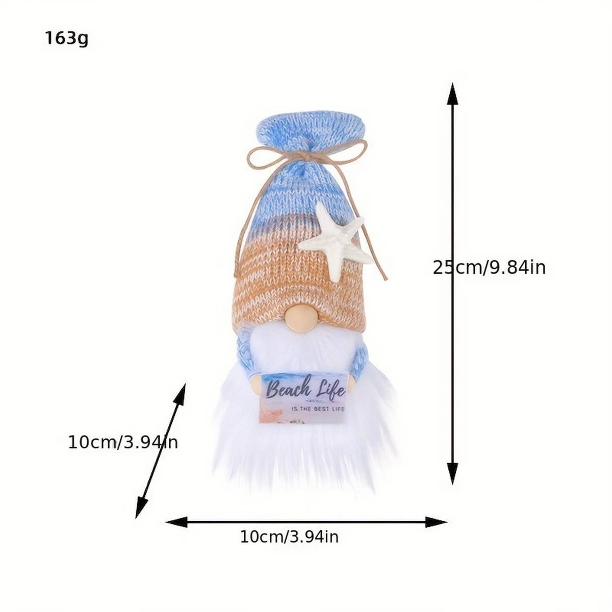 CWMM10343_KNITTED OCEAN PLUSH DOLL STARFISH GNOME DECOR