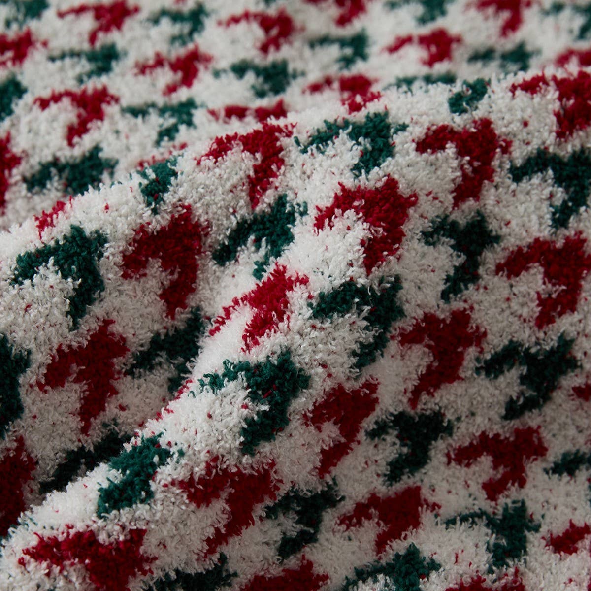 NEW RETRO CHRISTMAS HOUNDSTOOTH KNITTED BLANKET