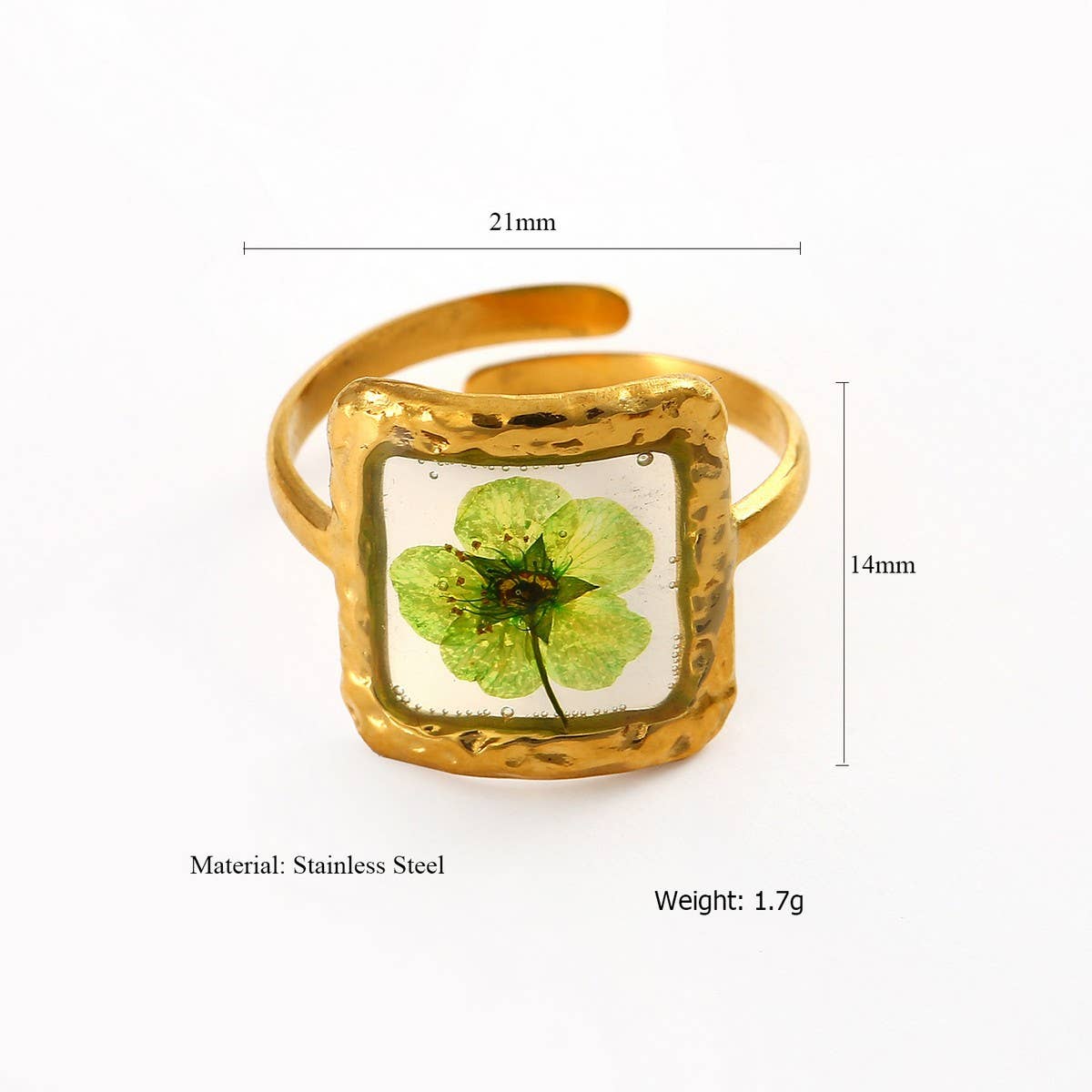 Open Adjustable Steel Ring with Dried Flowers_CWMM8930