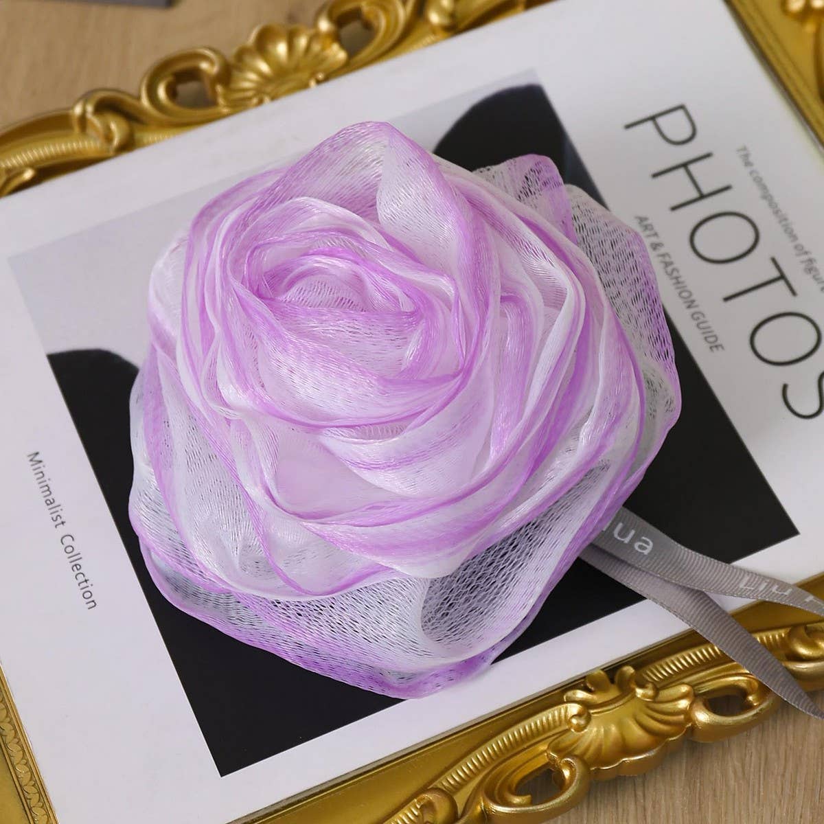 ROSE BATH FLOWER BUBBLE BATH BALL BATH POUF