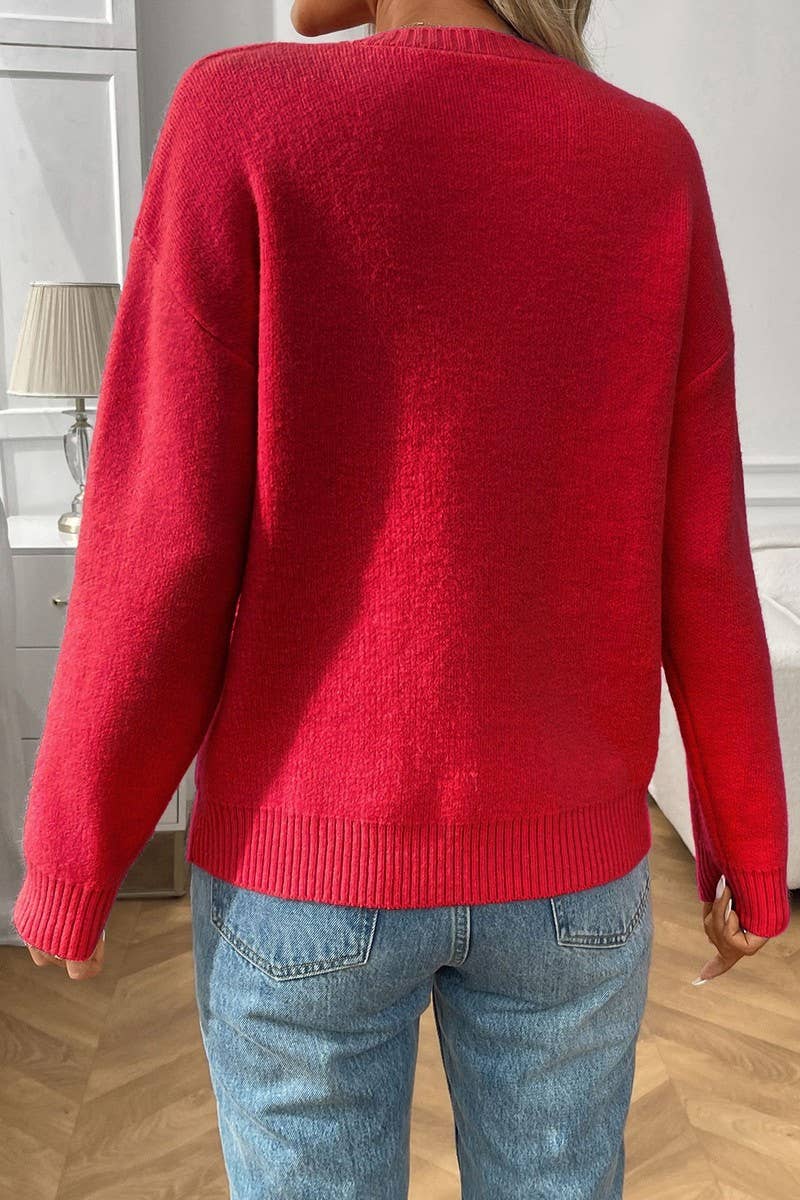 CWOSWL07156_RETRO BOW KNIT JACQUARD SWEATER