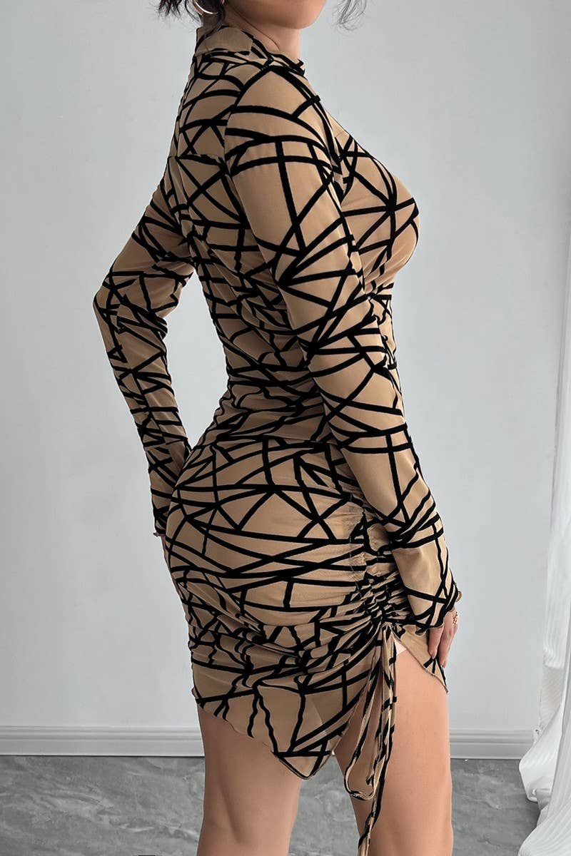 CWDSD8278_SIDE RUCHED MOCK NECK ASYMMETRICAL MINI DRESS