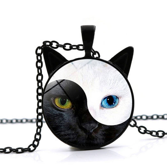 YINYANG TAI CHI CAT TIME GEM NECKLACE_CWAJE0706