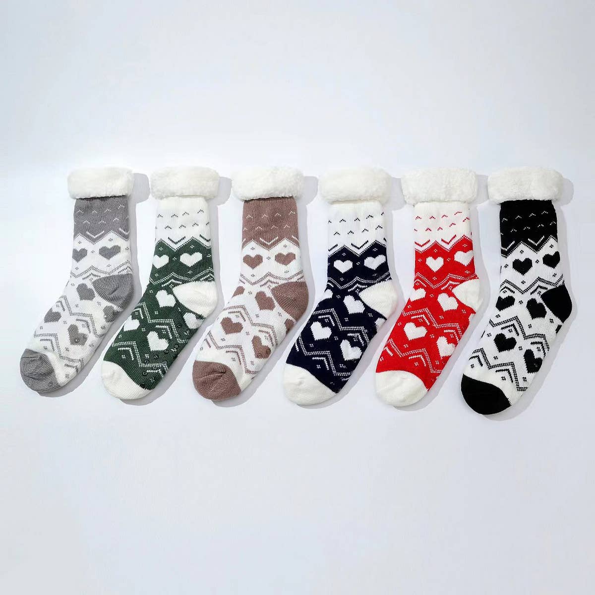 LOVE HEART FLOOR SOCKS FUZZY INDOOR SLIPPER SHOES