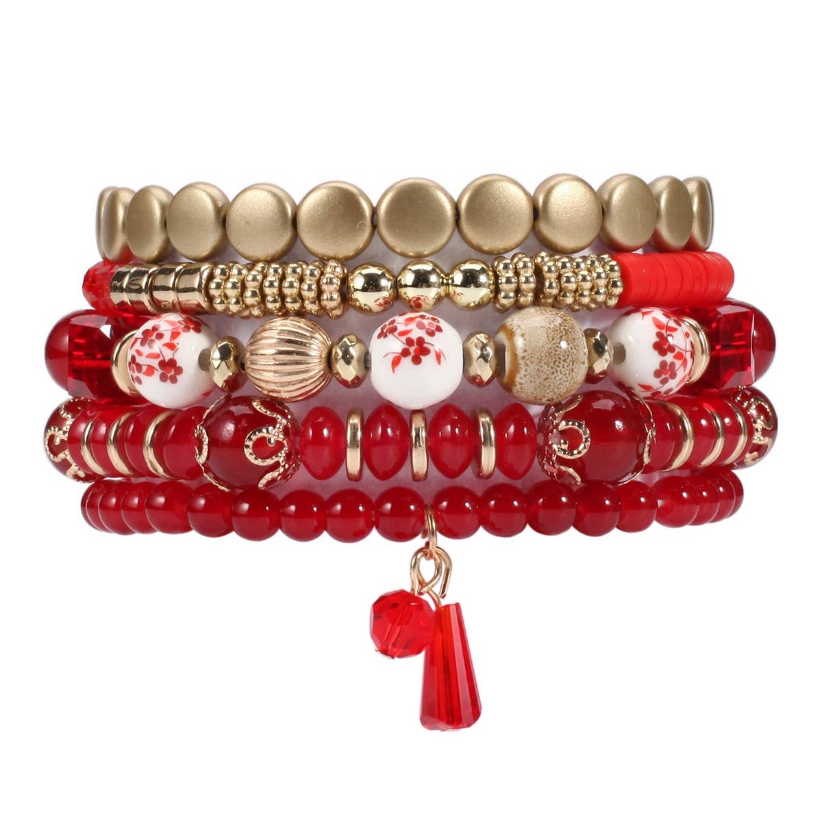 CWAJE05695_BOHO CRYSTAL PENDANT MULTI LAYER ELASTIC BRACELET