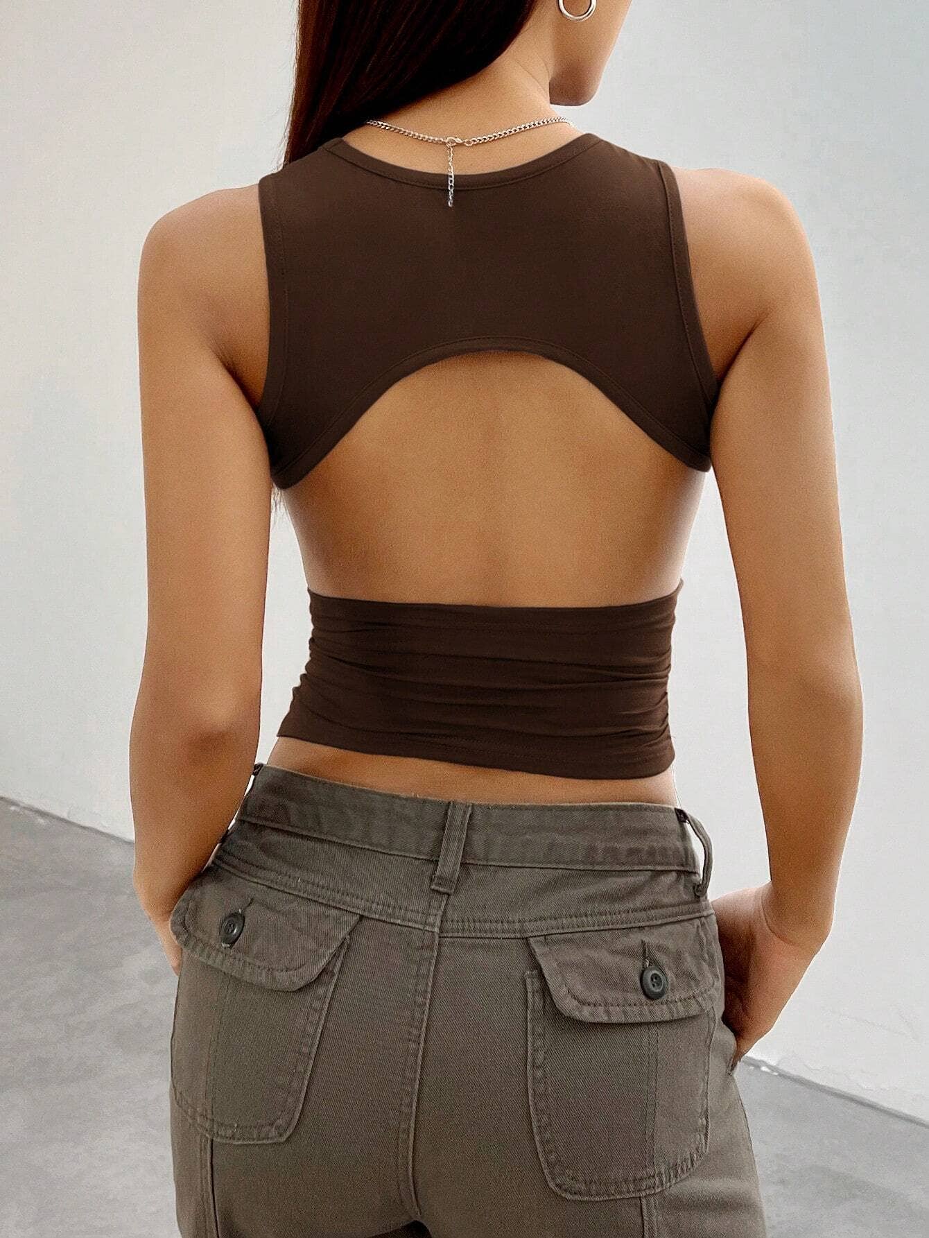 Y2K Slim back hollowed-out short vest