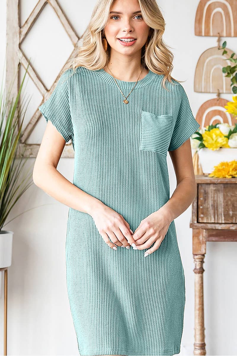CWDSD5197_KNIT CREW NECK SHORT-SLEEVED DRESS SHORT