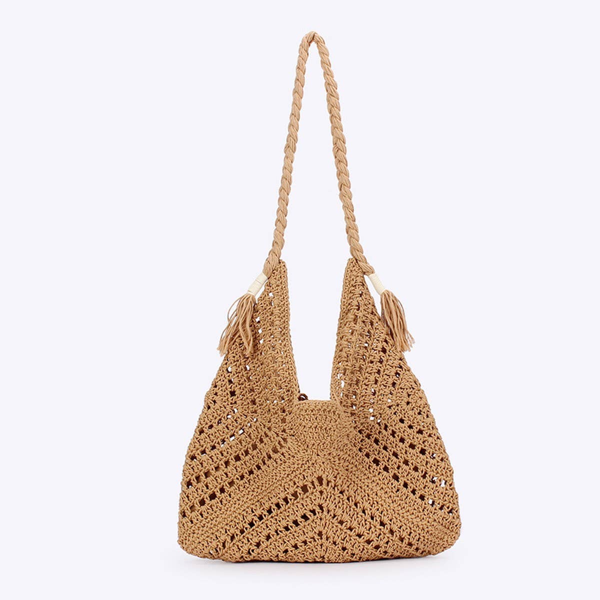 HAND-WOVEN SHOULDER BAG MESH BEACH HOLIDAY BAG_CWAB4677