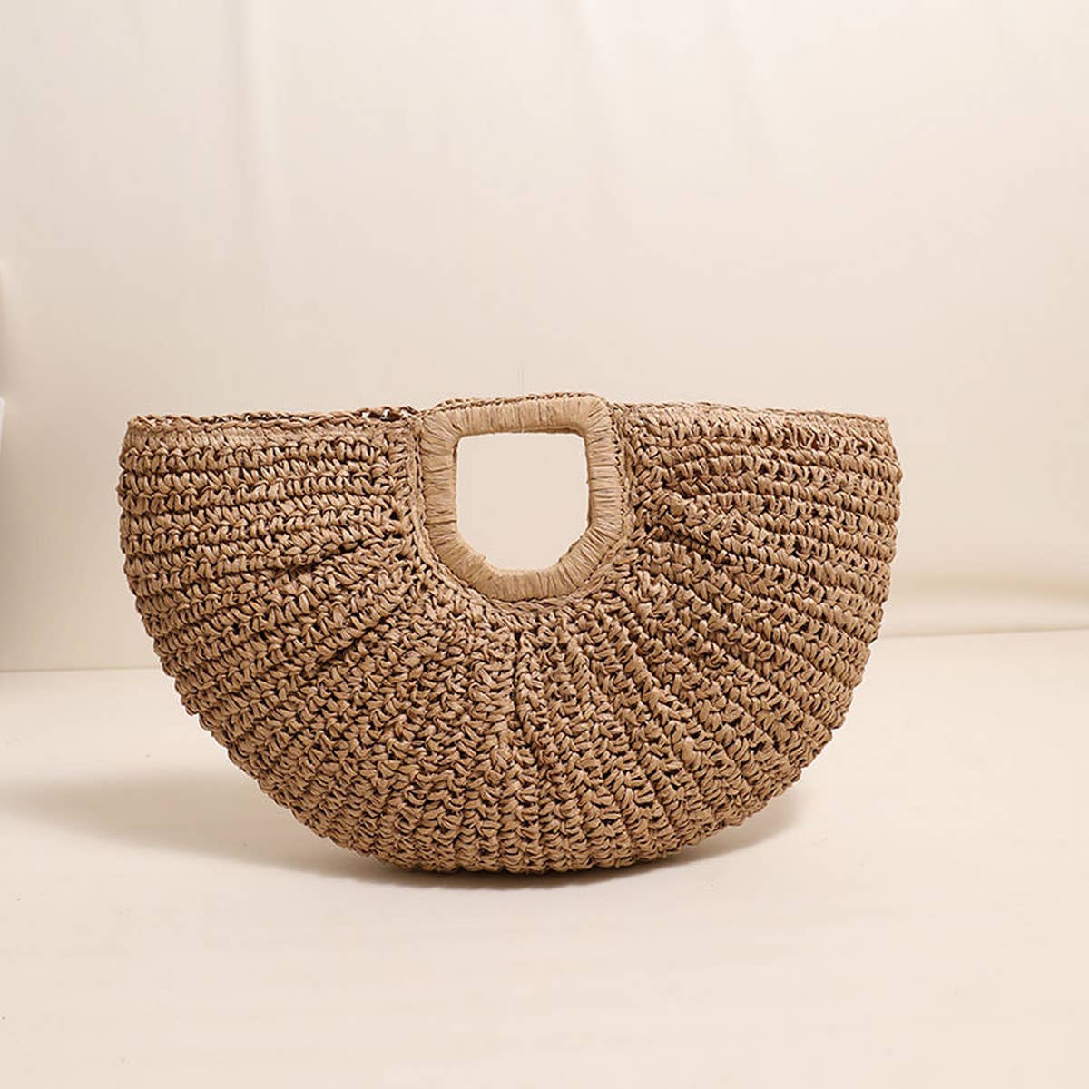 SQUARE HANDLE SEMI-CIRCLE PORTABLE STRAW BAG_CWAB1869