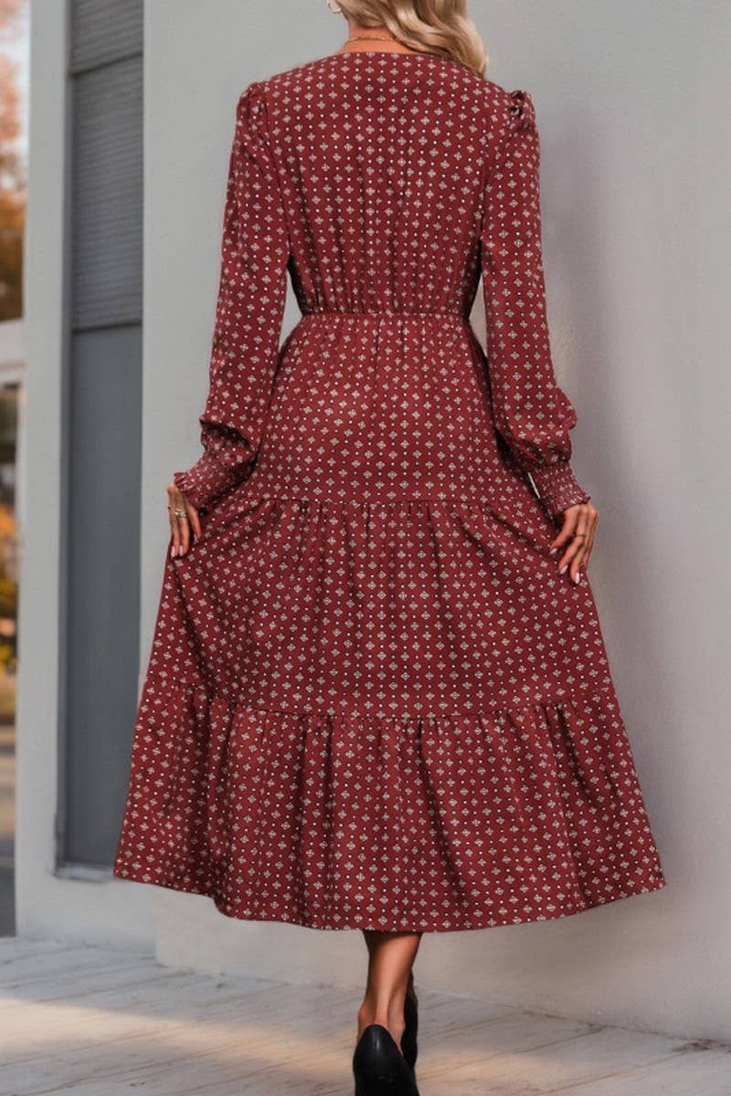 CWDMD4525_FASHIONABLE LONG SLEEVE PRINTED AUTUMN DRESS