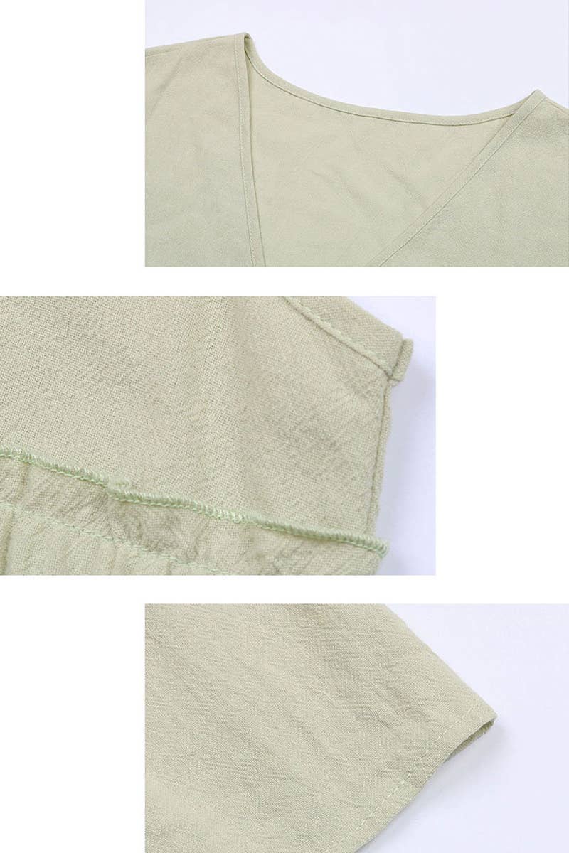 Sleeveless cotton and linen dress