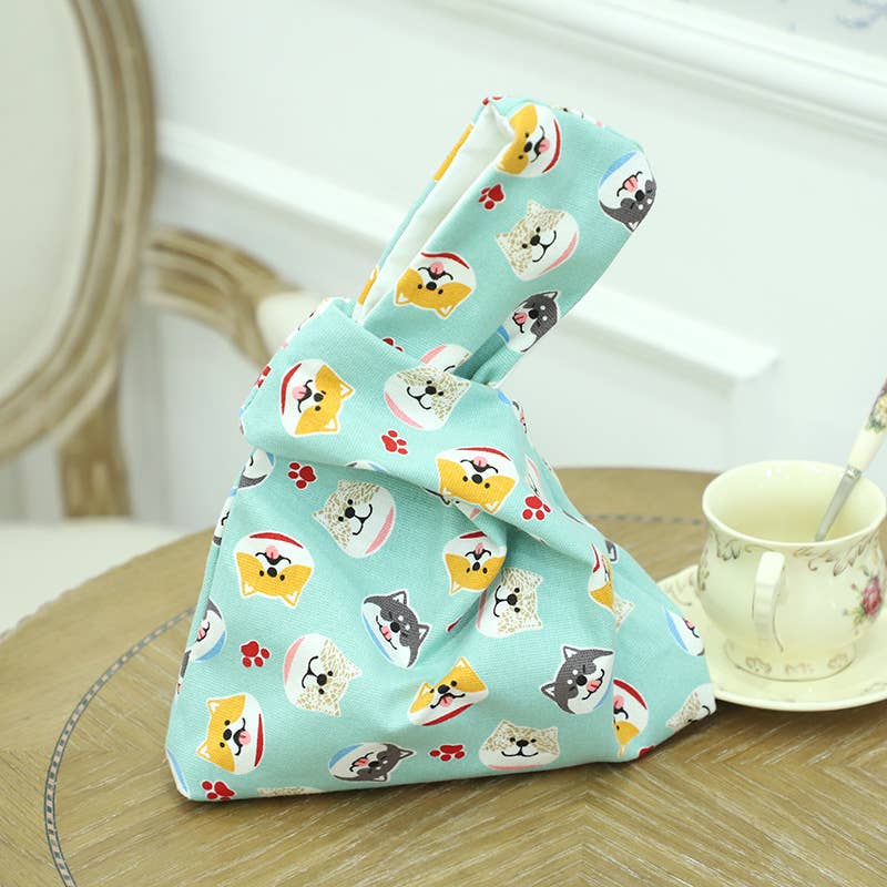 Cute cartoon tie canvas handbag