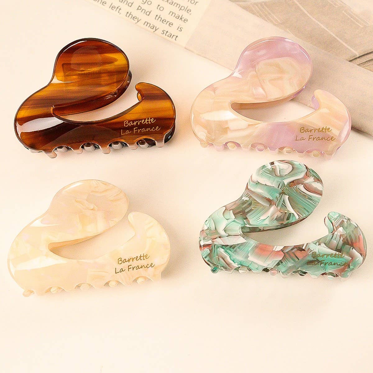 French Acetate Half-Up Hair Clip, Irregular shape