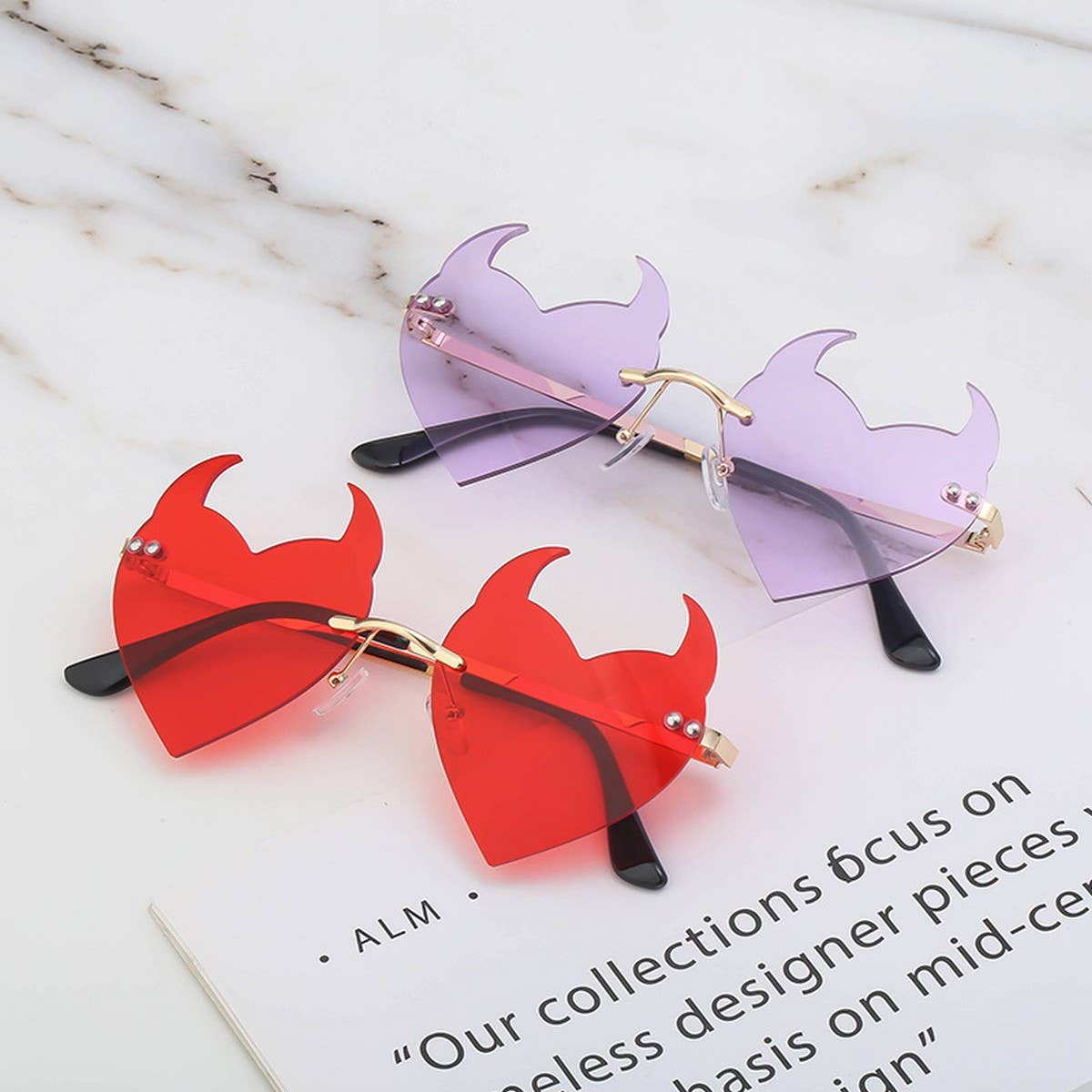 FASHIONABLE PERSONALITY DEVIL HORN LOVE SUNGLASSES
