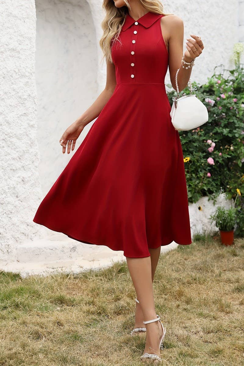 CWDMD5008_TEMPERAMENT WOMEN'S SLEEVELESS SLIM DRESS