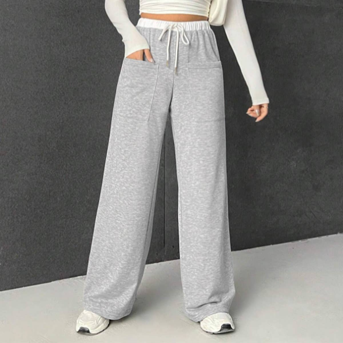 STRAIGHT DRUM DRAW ROPE COLOR CONTRAST SLACKS