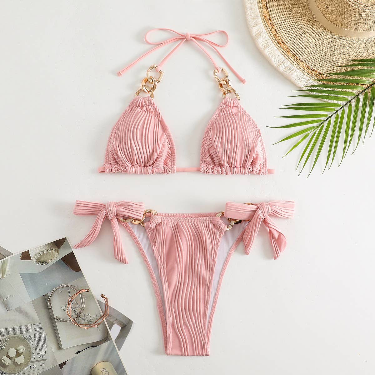 WOMEN SWIMSUIT METAL CHAIN BIKINI